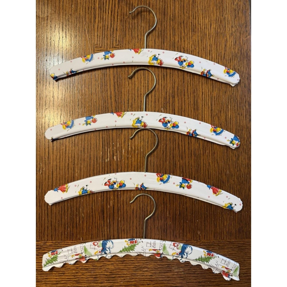 Vintage Padded Children's Clothes Hangers Lot of 4 Vinyl Covered 13" Mid Century